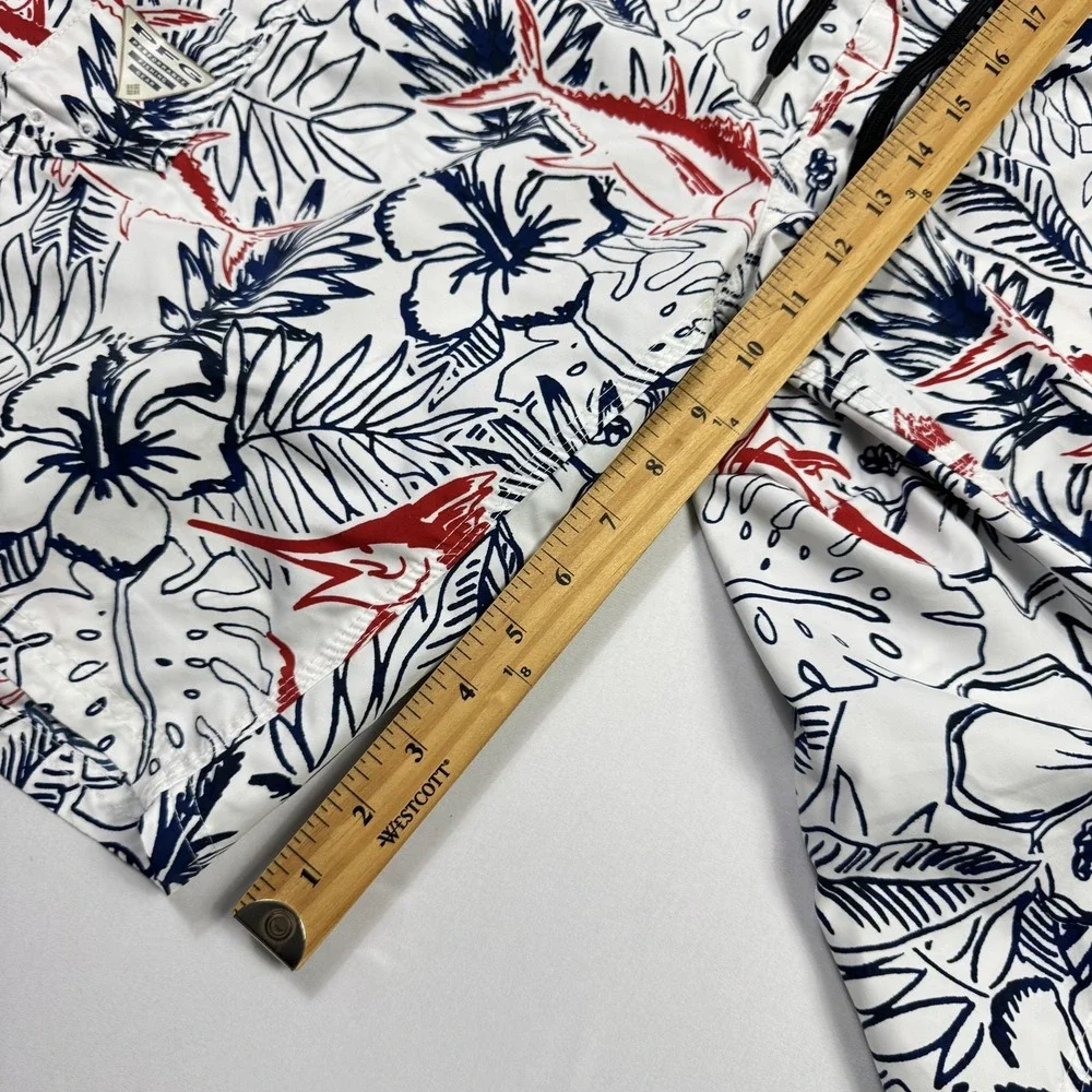 Columbia PFG Shorts Mens 34 White Fish Floral Omni Shade Board‎ Swim Trunks